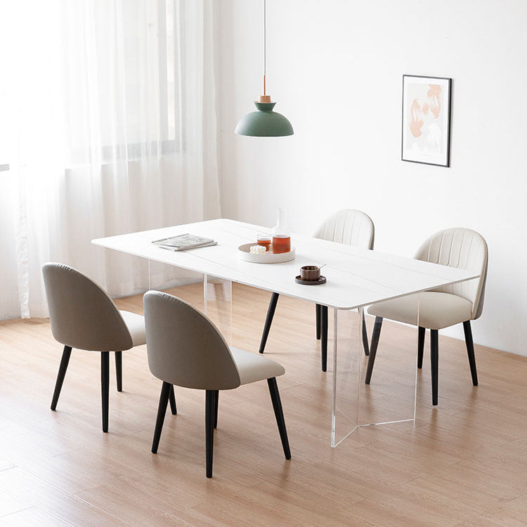 Modern 1/2/5 Pieces Dining Set  Acrylic Base Double Pedestal Dinette Set