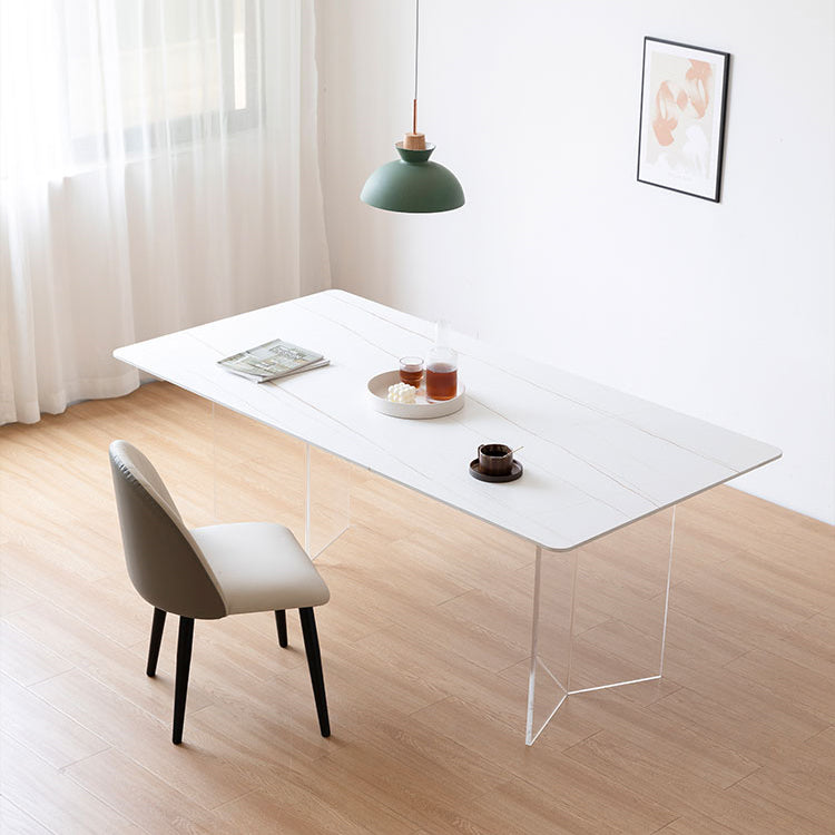 Modern 1/2/5 Pieces Dining Set  Acrylic Base Double Pedestal Dinette Set