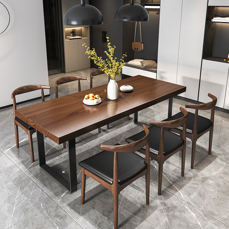 Industrial 1/2/5/7 Pieces Dining Set Solid Wood Top Dinette Set with Black Base