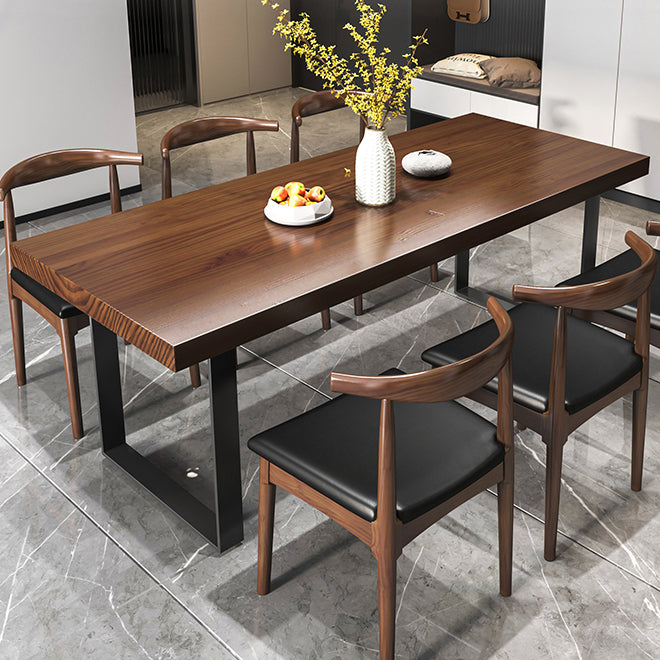 Industrial 1/2/5/7 Pieces Dining Set Solid Wood Top Dinette Set with Black Base