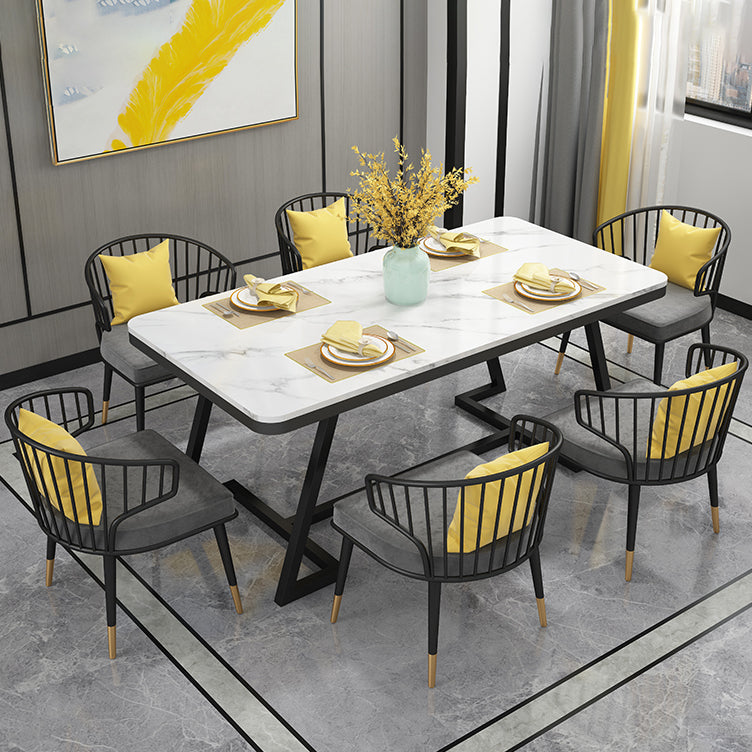 Modern 1/2/5/7 Pieces Dining Set White Stone Top Dining Furniture