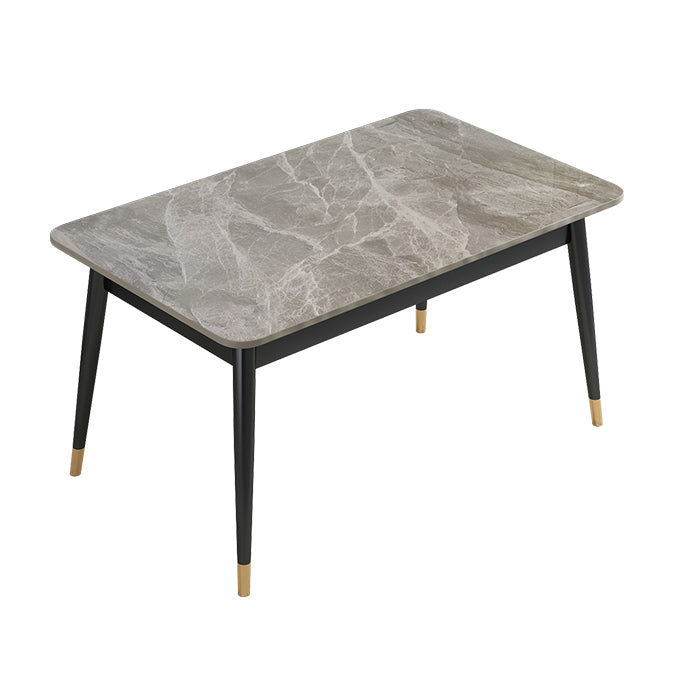 Nordic Stone Top Dining Set 1/2/5/7 Pieces Grey Dining Table with Leather Chairs