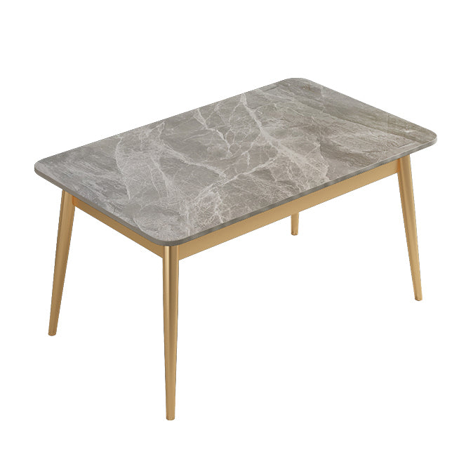 Nordic Stone Top Dining Set 1/2/5/7 Pieces Grey Dining Table with Leather Chairs