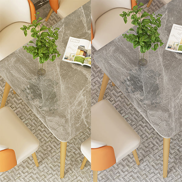 Nordic Stone Top Dining Set 1/2/5/7 Pieces Grey Dining Table with Leather Chairs