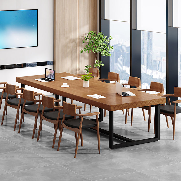 Modern Pine Wood Top Office Desk Rectangular Desk with Trestle