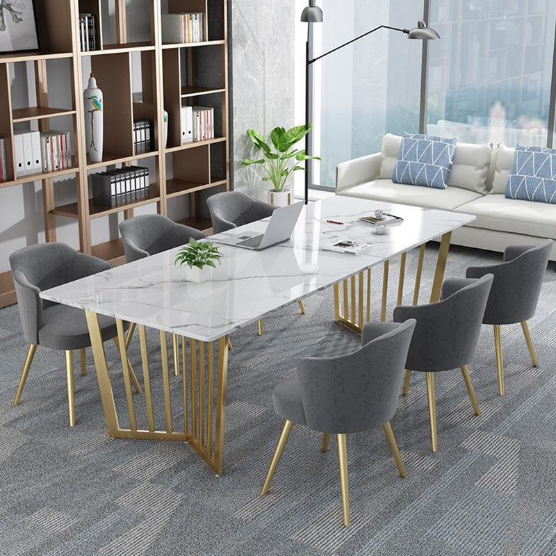 Glam Style Office Desk White Curve Office Meeting Writing Desk