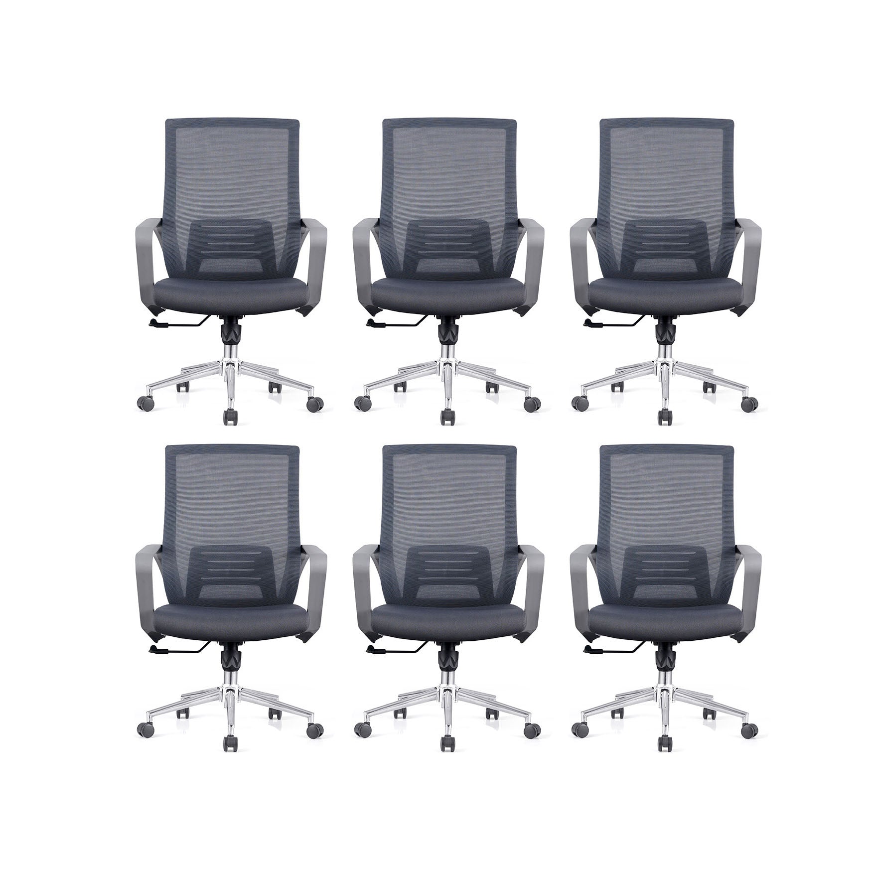 Modern Rotatable Office Chair Mid Back Fixed Armrest Task Chair with Wheels