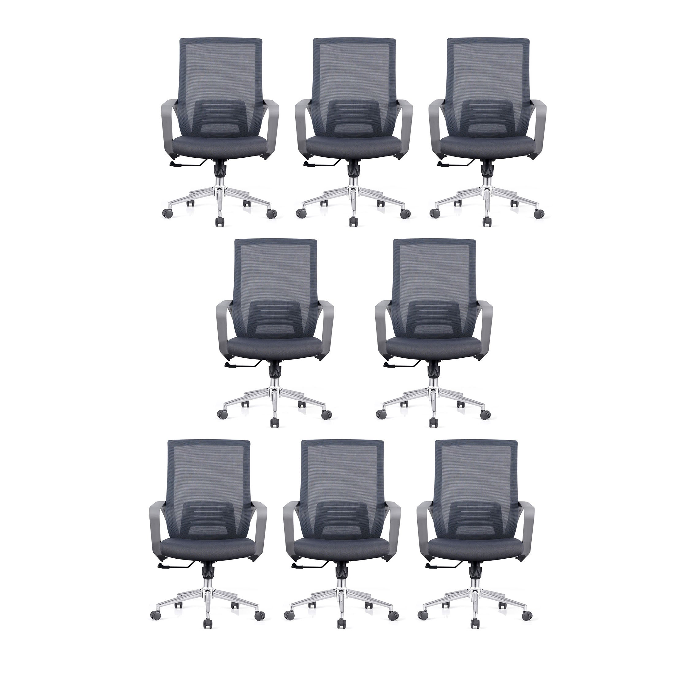 Modern Rotatable Office Chair Mid Back Fixed Armrest Task Chair with Wheels