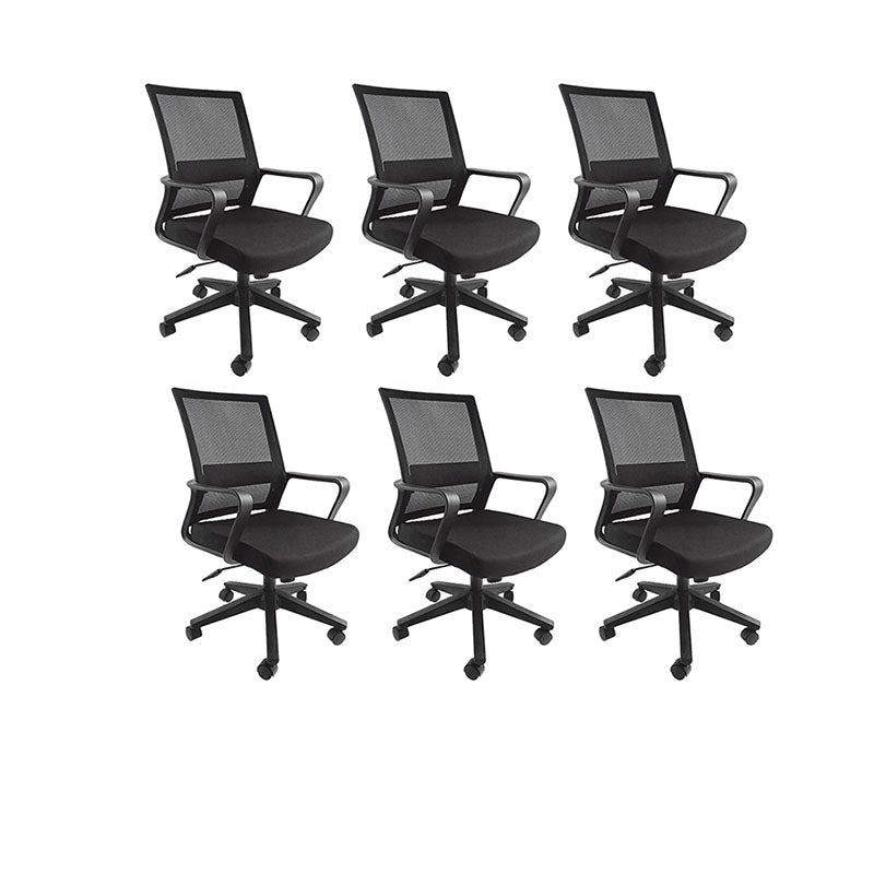 Rotatable Mid Back Office Chair Fixed Armrest Mesh Desk Chair with Wheels