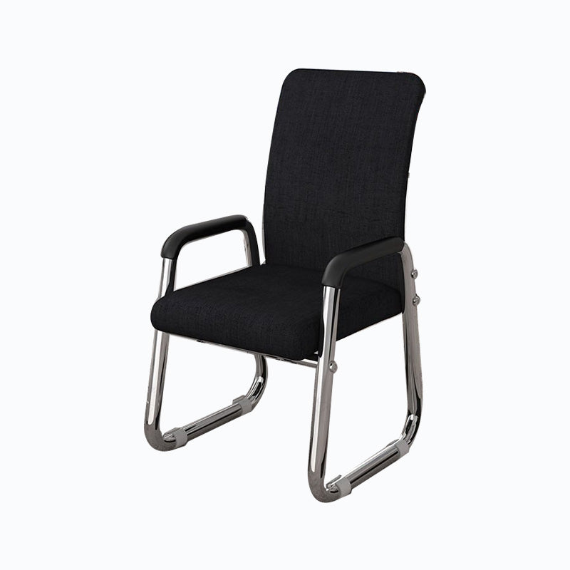 Mid Back Steel Office Chair Fixed Armrest Desk Chair with Sled Base