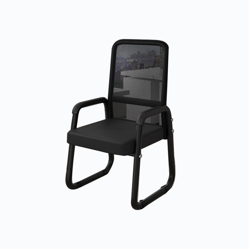 Mid Back Steel Office Chair Fixed Armrest Desk Chair with Sled Base