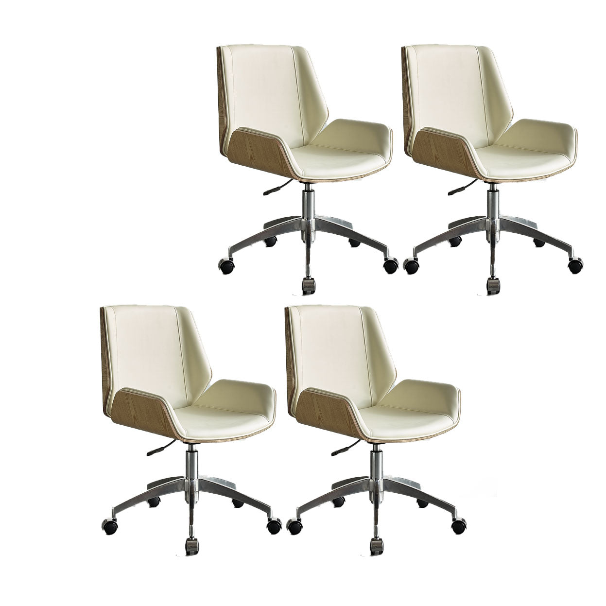 Low Back Office Chair Armless Leather Desk Chair with Wheels