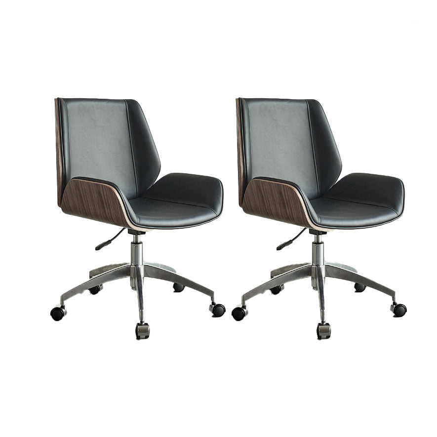Low Back Office Chair Armless Leather Desk Chair with Wheels