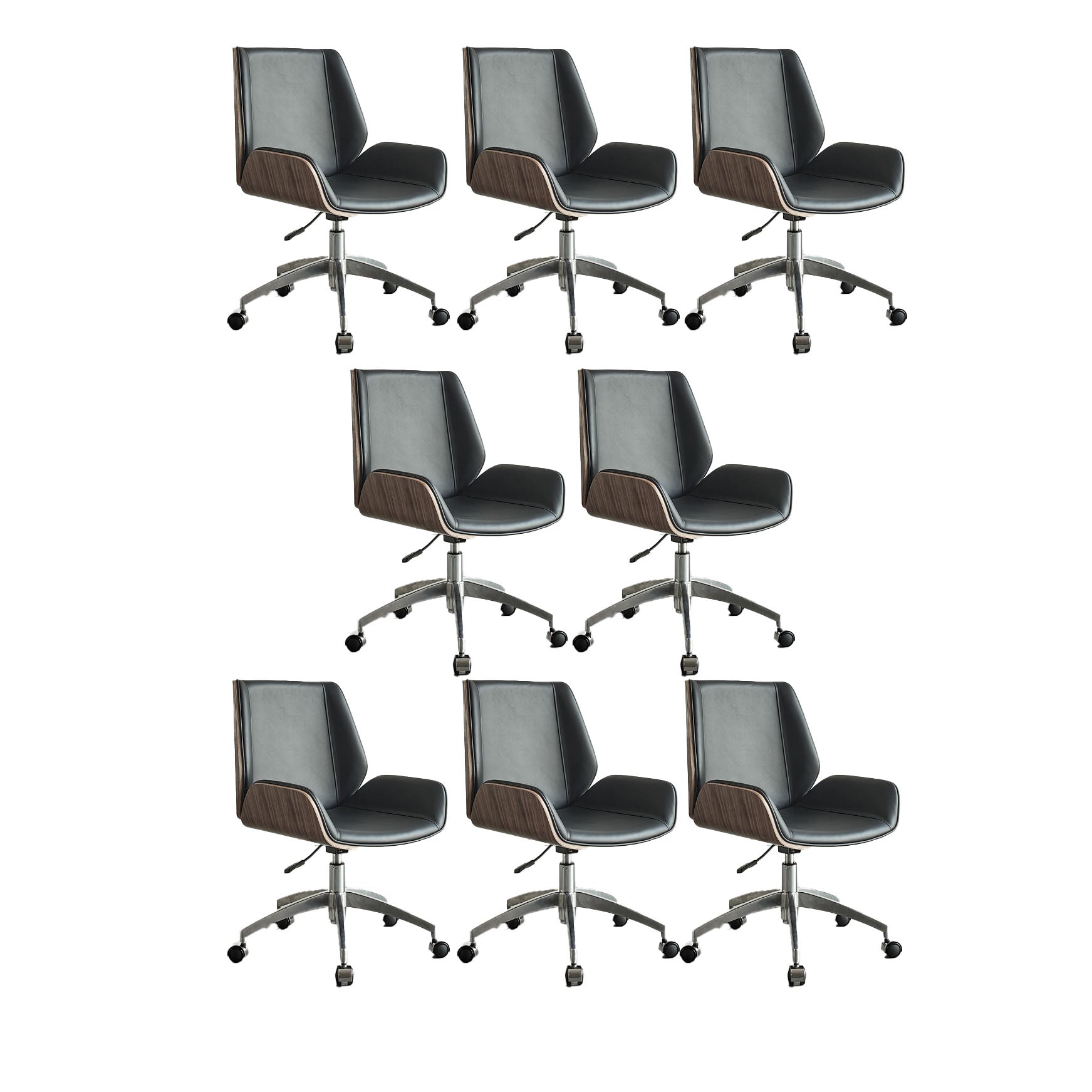 Low Back Office Chair Armless Leather Desk Chair with Wheels