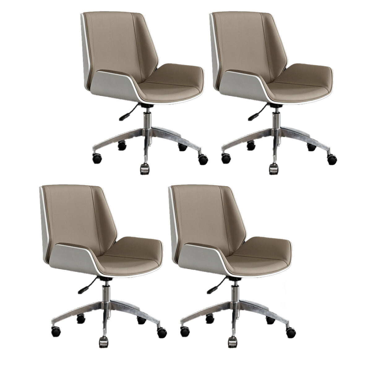 Low Back Office Chair Armless Leather Desk Chair with Wheels