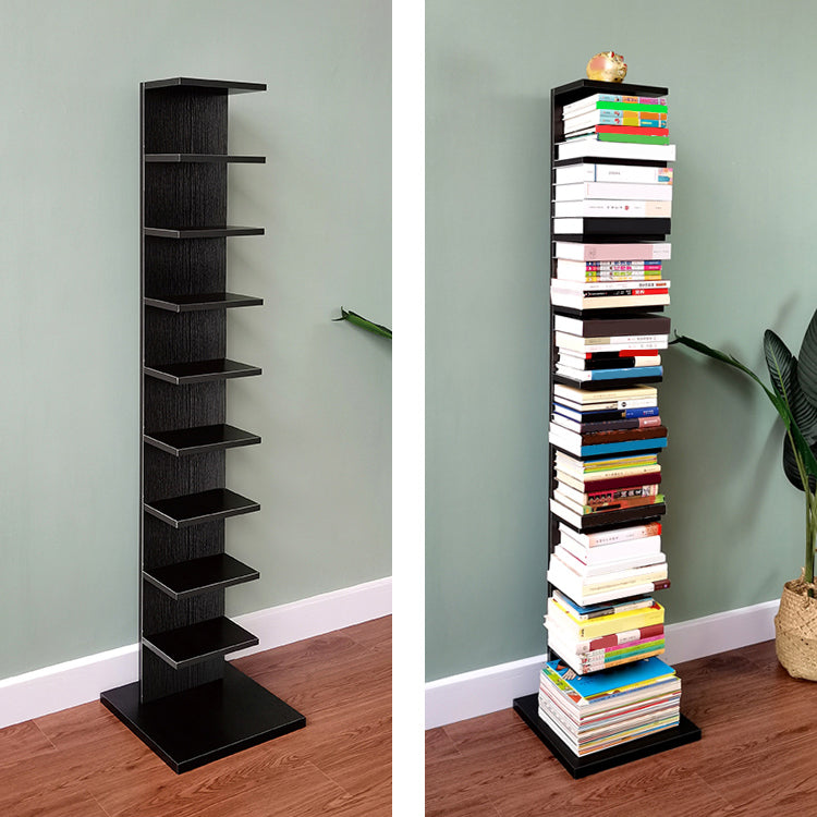 Contemporary 13.77" Wide Bookshelf Wood Geometric Shelf Bookcase