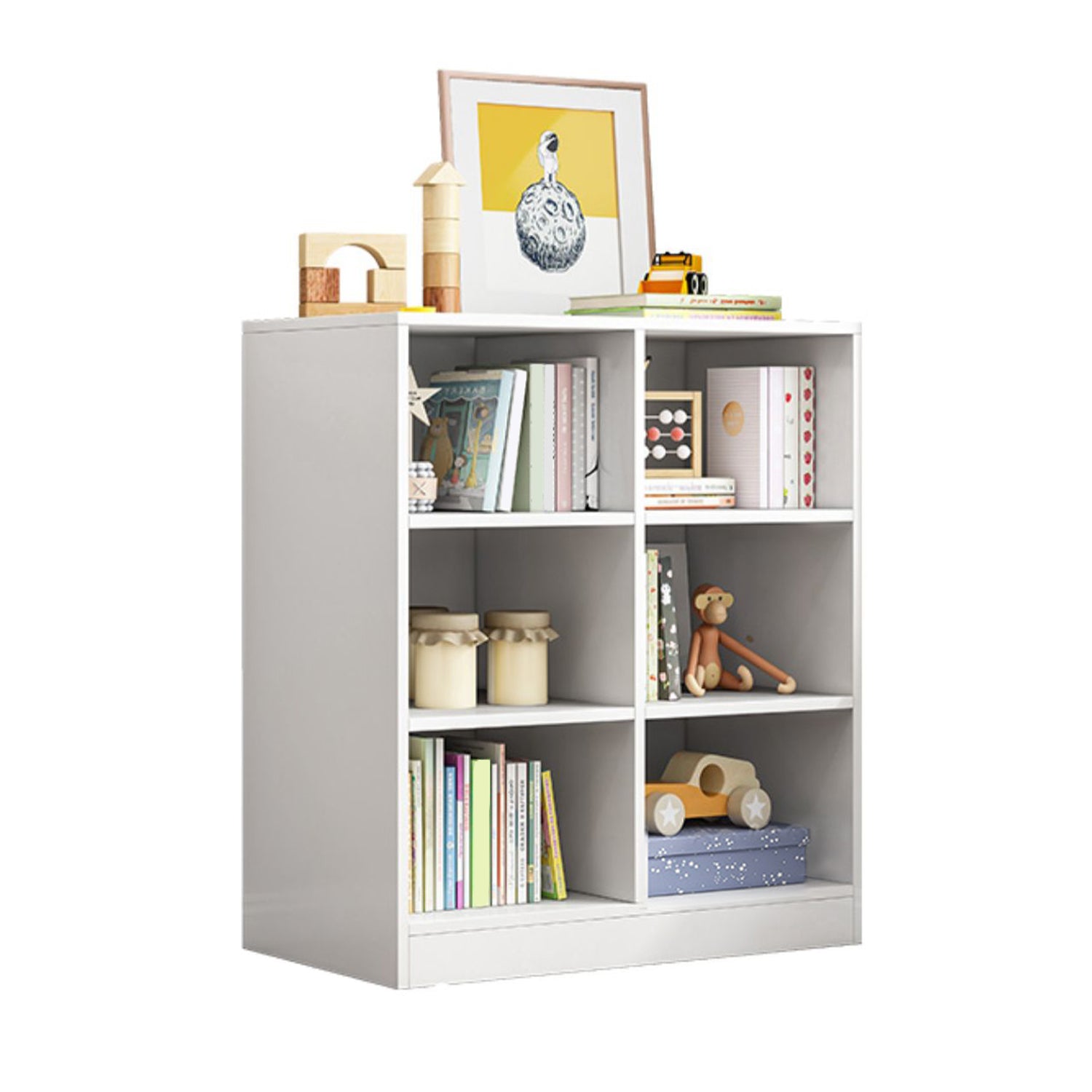 Closed Wooden Bookshelf Modern Home Living Room Square Bookcase
