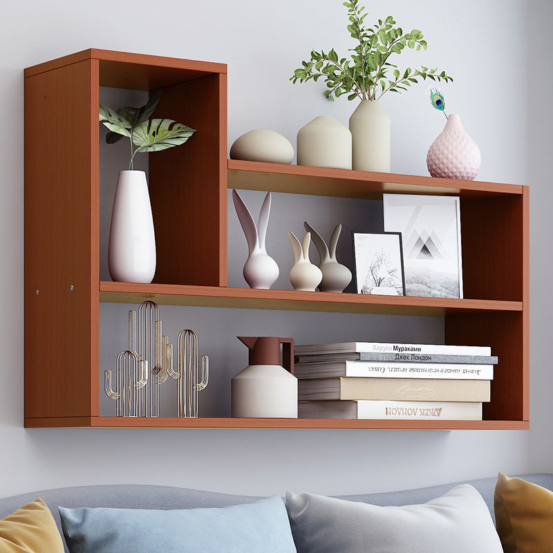 Modern Engineered Wood Bookcase, Geometric Wall Mounted Bookshelf for Any Room