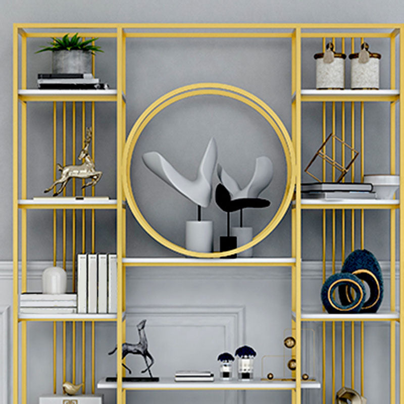 Closed Back Metal Bookcase Scandinavian Bookshelf with Storage Shelves