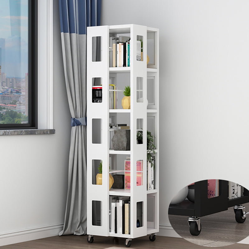 Open Back Bookshelf Modern Metal Geometric Rotatable Bookcase