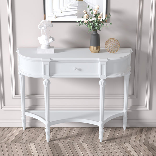 Birch Console Table with 4 Legs and Shelf 34.64" High Accent Table