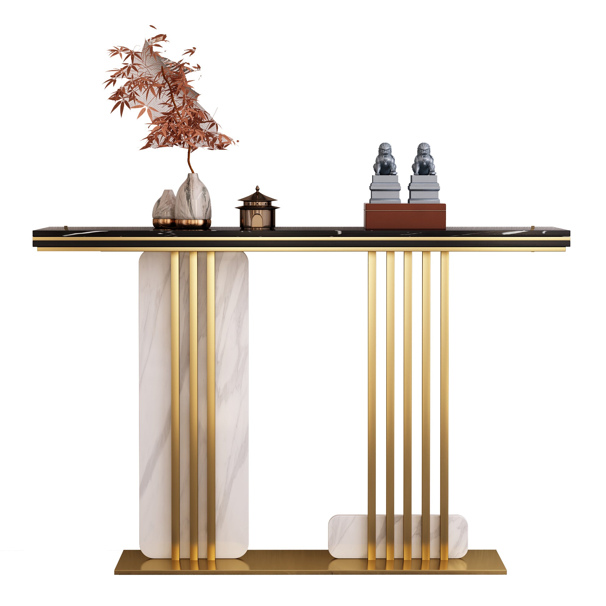 33.46" High Stone Console Table Rectangle Scratch Resistan Accent Table