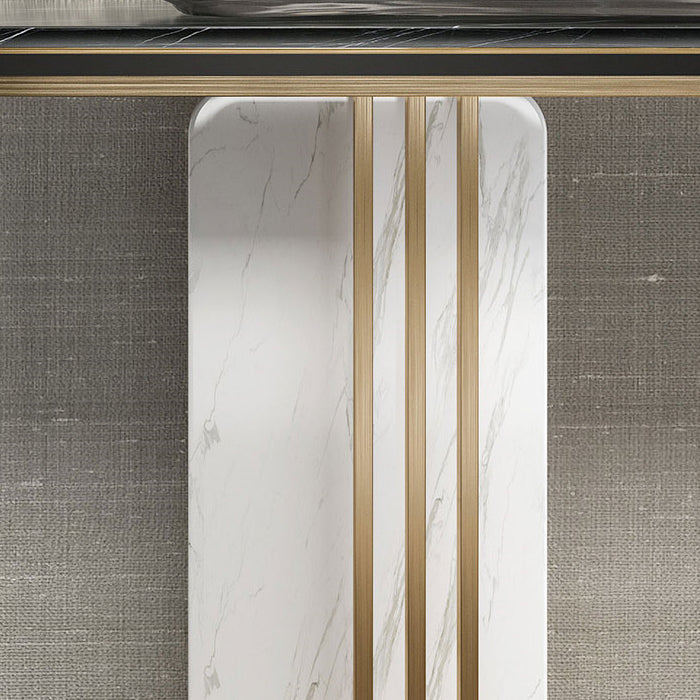 33.46" High Stone Console Table Rectangle Scratch Resistan Accent Table