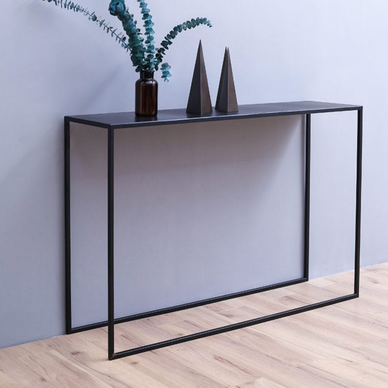 Contemporary Hall Metal Console Accent Table with Sled-base in Black