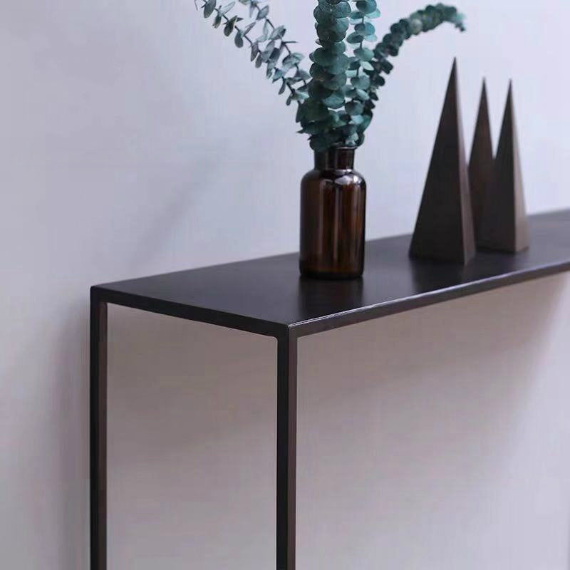 Contemporary Hall Metal Console Accent Table with Sled-base in Black