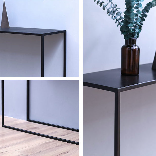 Contemporary Hall Metal Console Accent Table with Sled-base in Black