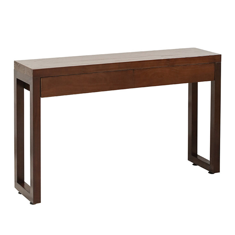 Console Sofa Table with 2 Drawers in Dark Brown Wooden Console Table