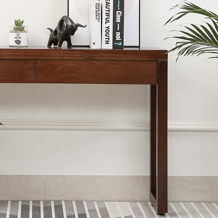 Console Sofa Table with 2 Drawers in Dark Brown Wooden Console Table