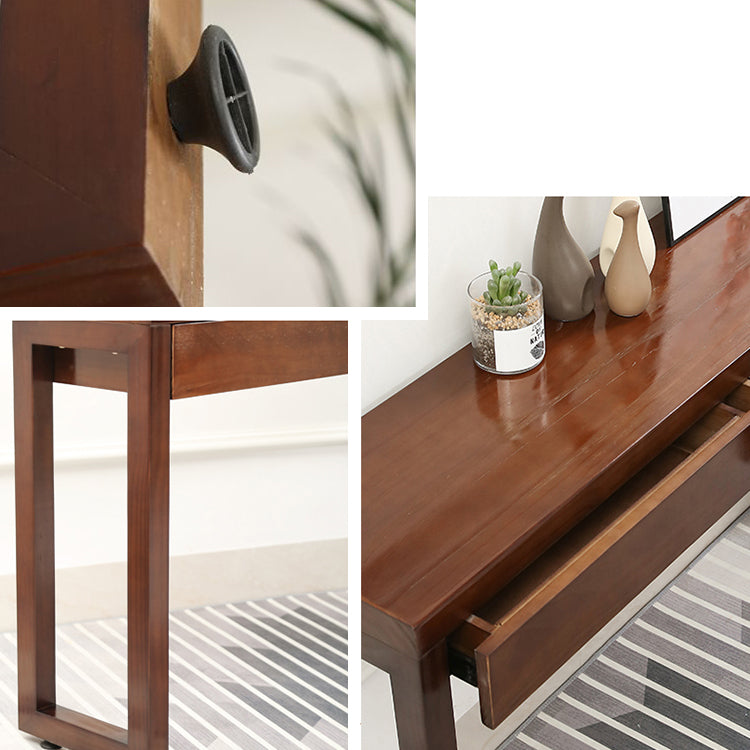 Console Sofa Table with 2 Drawers in Dark Brown Wooden Console Table