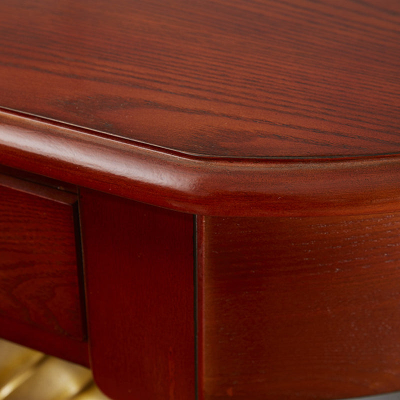 Mid-Century Modern Sofa Table Half Moon Floor Shelf Dark Brown Console Table