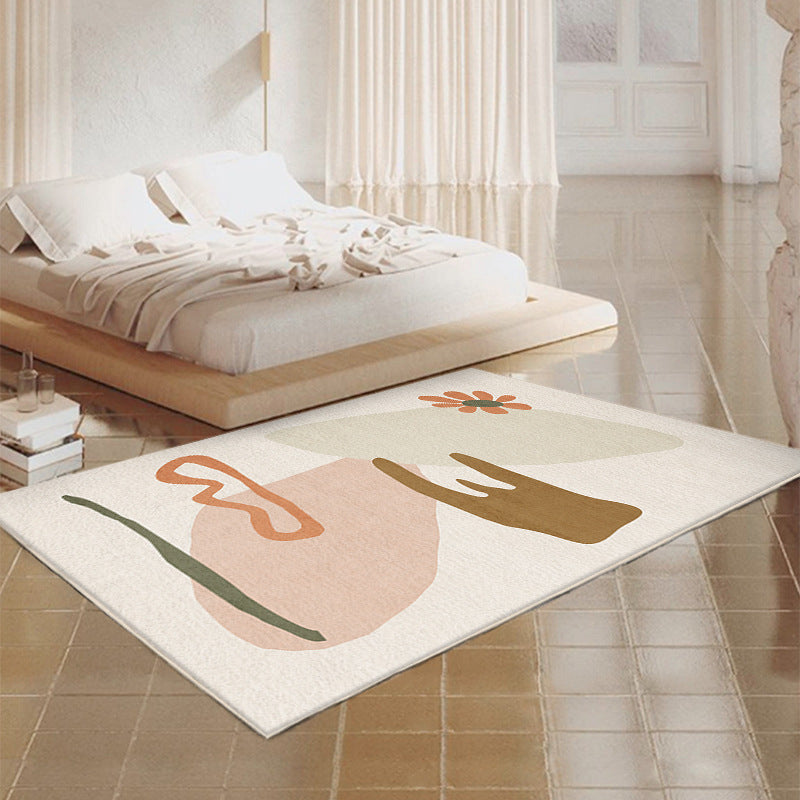 Trendy Color Block Rug Polyester Indoor Rug Non-Slip Backing Carpet for Living Room