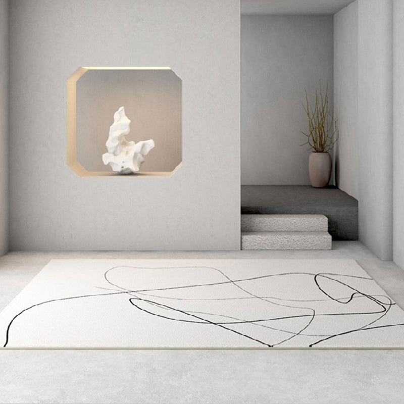 Simplicity Lines Print Rug Polyester Area Carpet Non-Slip Backing Carpet for Living Room