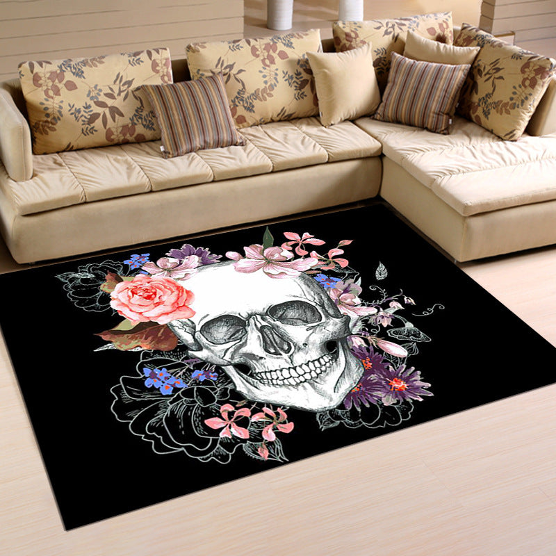 Novelty Carpet Modern Skull Pattern Area Rug Polyester Carpet for Living Room
