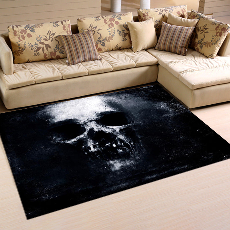 Novelty Carpet Modern Skull Pattern Area Rug Polyester Carpet for Living Room