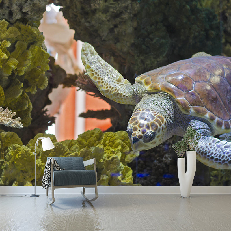 Fancy Wall Mural Sea Turtle Patterned Sitting Room Wall Mural