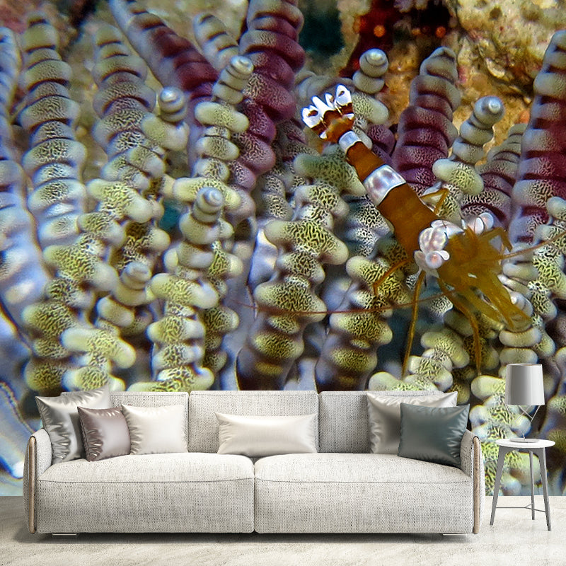 Fashionable Wall Mural Coral Patterned Drawing Room Wall Mural