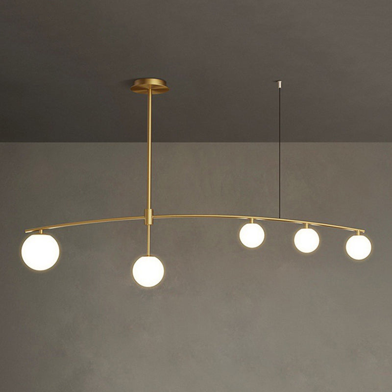 5 / 6 / 9 - Light Kitchen Island Pendant Iron and Glass Ceiling Fixture in Black / Gold