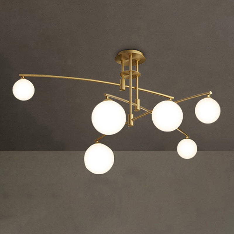 5 / 6 / 9 - Light Kitchen Island Pendant Iron and Glass Ceiling Fixture in Black / Gold