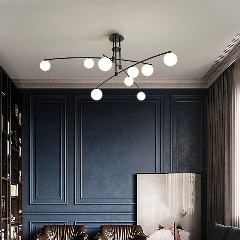 5 / 6 / 9 - Light Kitchen Island Pendant Iron and Glass Ceiling Fixture in Black / Gold