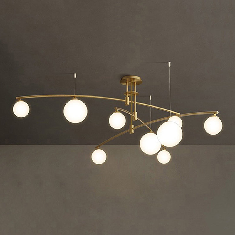 5 / 6 / 9 - Light Kitchen Island Pendant Iron and Glass Ceiling Fixture in Black / Gold