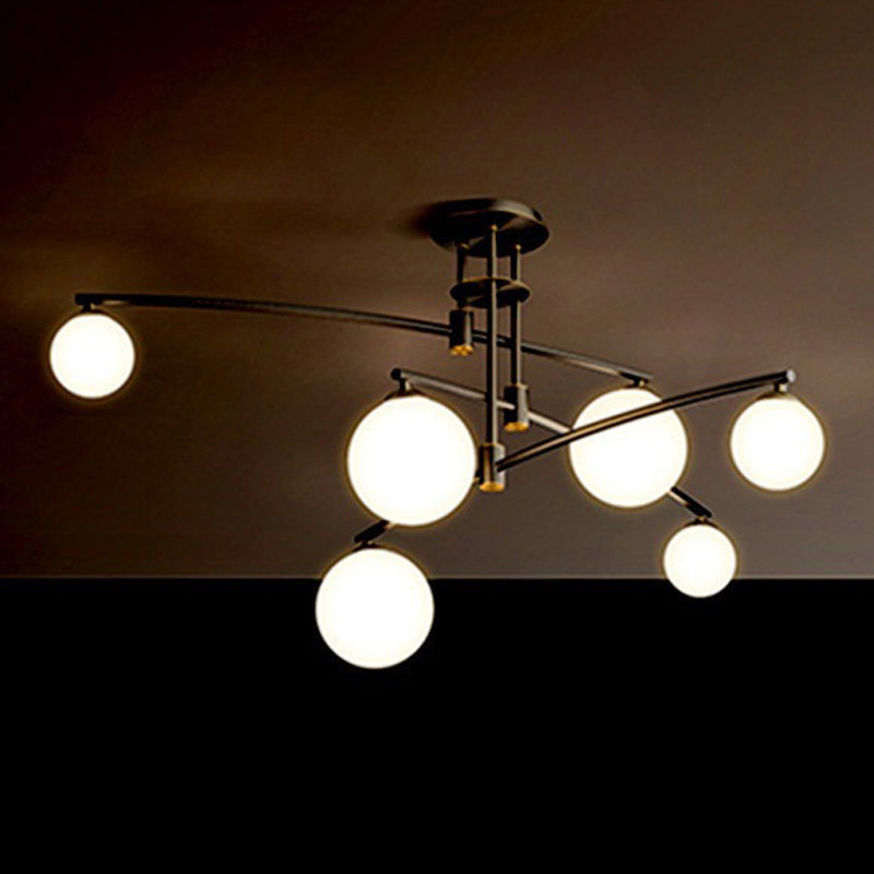 5 / 6 / 9 - Light Kitchen Island Pendant Iron and Glass Ceiling Fixture in Black / Gold