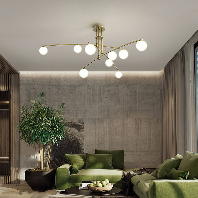 5 / 6 / 9 - Light Kitchen Island Pendant Iron and Glass Ceiling Fixture in Black / Gold