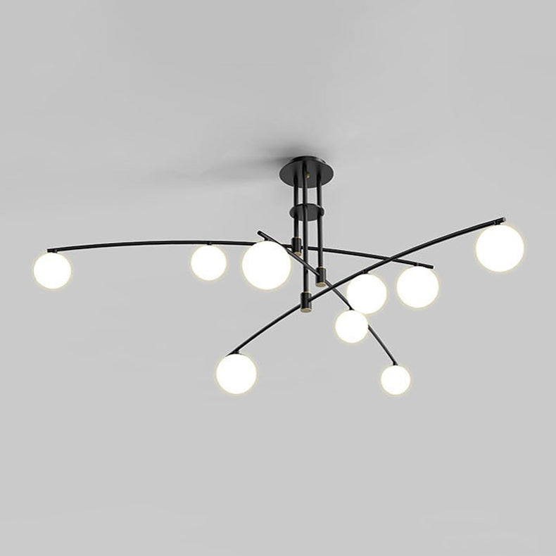 5 / 6 / 9 - Light Kitchen Island Pendant Iron and Glass Ceiling Fixture in Black / Gold