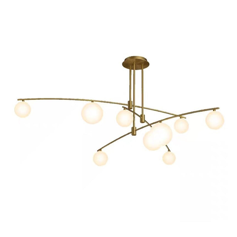 5 / 6 / 9 - Light Kitchen Island Pendant Iron and Glass Ceiling Fixture in Black / Gold
