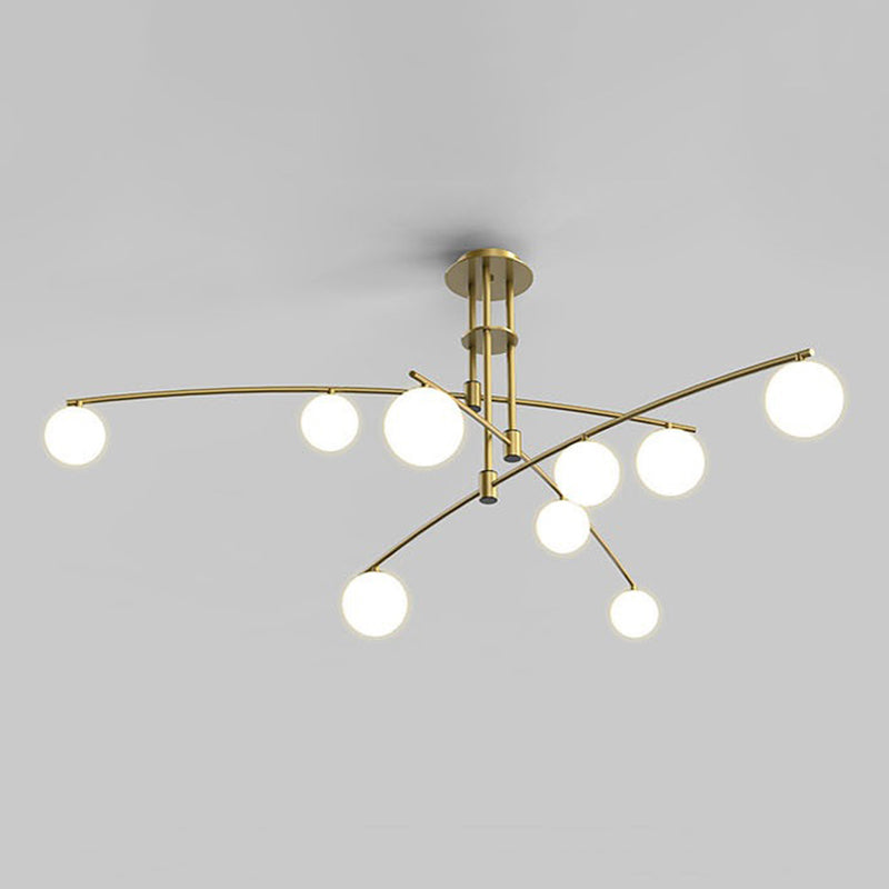 5 / 6 / 9 - Light Kitchen Island Pendant Iron and Glass Ceiling Fixture in Black / Gold