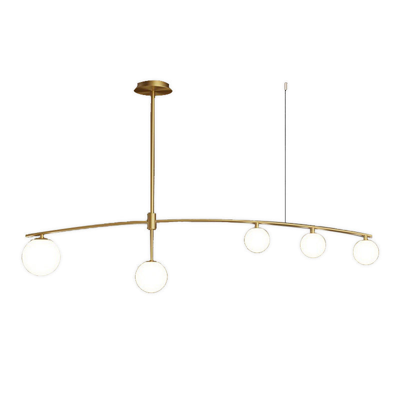 5 / 6 / 9 - Light Kitchen Island Pendant Iron and Glass Ceiling Fixture in Black / Gold